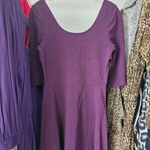 Express Junior Plum Zip-Back Midi Dress (3/4 Sleeve)